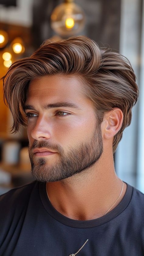 Fashion: #fashion, #style, #outfitinspiration, #beauty Men Dyed Hair Ideas, 2025 Haircut, Copper Peach Hair, Hair Color Ideas Copper, Peach Hair Color, Highlights For Men, Buzz Cut Styles, Peach Hair Colors, Soft Balayage