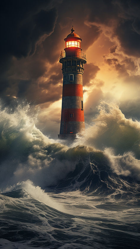 Immerse yourself in the clash of nature's elements and the enduring resilience of a lighthouse, an epitome of strength amid chaos. Lighthouse Waves, Ghost Ship Art, Lighthouse Storm, Lighthouse Inspiration, Lighthouse Crafts, Stormy Ocean, Waves Photos, Black Ocean, Ocean Tattoos