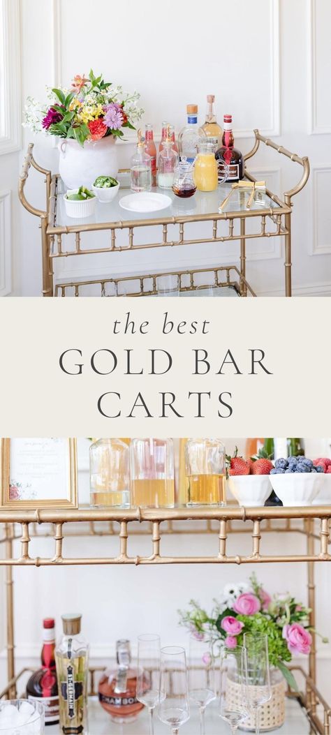 Brass Bar Cart, Diy Bar Cart, Dream Bars, Flexible Display, Flexible Furniture, Gold Bar Cart, Julie Blanner, Brass Bar, Beautiful Home Designs