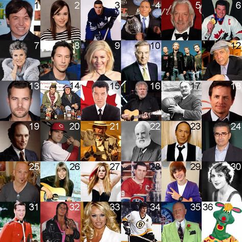 Can you name the Famous Canadians pictured? Quiz by nscox - Sporcle Games & Trivia Famous Canadians, Canadian People, Picture Quiz, Leaving Party, I Am Canadian, Pub Quiz, True North, Canada Day, School Board