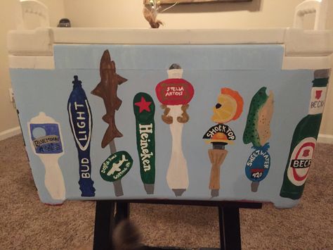 Beer tap handles on a cooler Busch Light Frat Cooler, Beer Frat Cooler, Fraternity Coolers, Busch Light, Frat Coolers, Beer Cooler, Beer Tap Handles, Beer Tap, Beer Taps