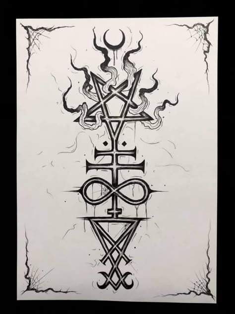 Gothic Designs Drawings, Satanic Back Tattoo, Pentagram Tattoo Satanic, Satanism Drawing, Satanic Tattoo Ideas, Satanic Tattoo Design Ideas, Occult Tattoo Ideas, Satanism Tattoo, Baphomet Tattoo Design