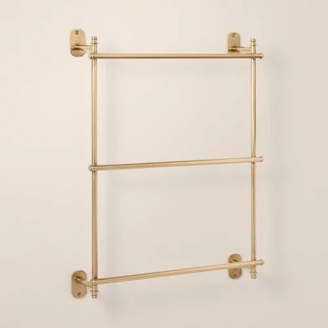 Hearth & Hand™ with Magnolia : Page 19 : Target Bathroom Wall Towel Rack, Towel Bar Small Bathroom, Guest Bathroom Towel Storage, Brass Bath Hardware, Antique Towel Bar, Bathroom Wall Accessories, Vintage Towel Ring, Blanket Ladder Wall Mount, Wall Mounted Blanket Ladder