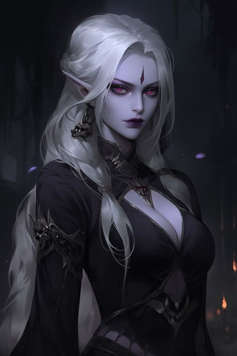 Drow Female Art, Shadar Kai Female, Drow Priestess, Drow Warlock, Female Warlock, Dark Elf Female, Female Drow, Drow Female, Mroczny Elf