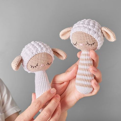 Set of 2 crochet rattles pattern baby rattle amigurumi pattern crochet giraffe pattern crochet sheep pattern baby nursery gift plush toy Rattle Crochet Pattern, Rattle Crochet, Crochet Nursery Decor, Crochet Rattle, Crochet Sheep, Crochet Nursery, Baby Sheep, Crochet Motifs, Pattern Baby