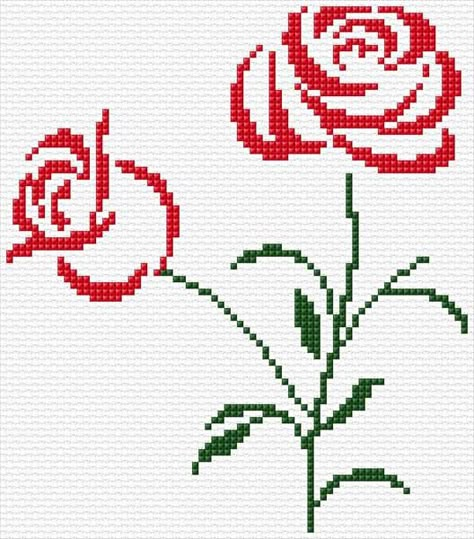 Rose Cross Stitch Pattern Simple, Small Rose Cross Stitch Pattern, Cross Stitch Flowers Simple, Cross Stitch Rose Pattern, Roses Cross Stitch Pattern, Cross Stitch Roses, Cross Stitch Calculator, Rose Cross Stitch, 123 Cross Stitch