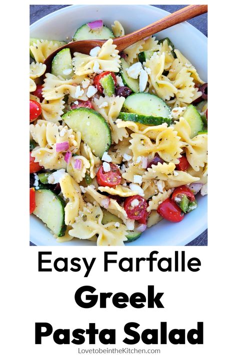 Farfalle Pasta Salad, Farfalle Pasta Recipes, Pasta Summer, Homemade Greek Dressing, Greek Pasta Salad Recipe, Recipes Greek, Greek Pasta Salad, Greek Vinaigrette, Greek Dressing