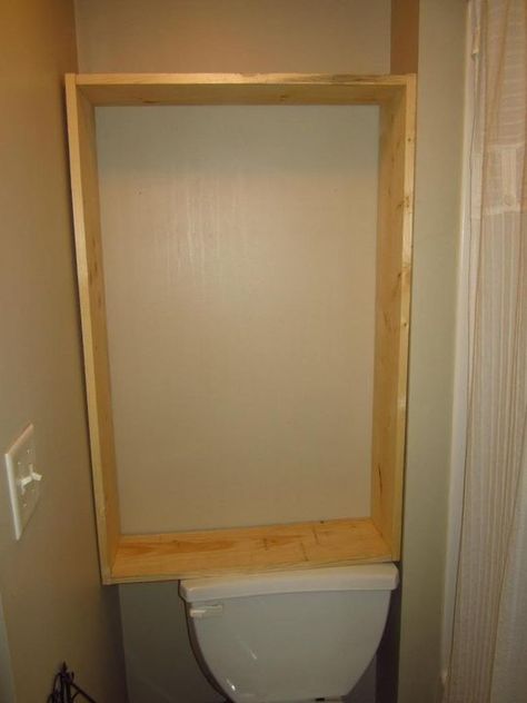 DIY Custom Shelving for a Small Bathroom – Home Staging In Bloomington Illinois Above Toilet Storage Cabinet Diy, Diy Behind Toilet Storage, Built In Shelves Over Toilet, Powder Room Storage Ideas, Diy Bathroom Shelving, Diy Bathroom Storage Cabinet, Behind Toilet Storage, Bathroom Diy Storage, Bathroom Cabinet Ideas