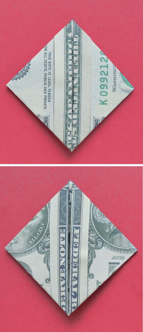 Origami Dollar Bill Easy, Money Origami Easy, Fold Dollar Bill, Small Origami, Origami Easy Step By Step, Square Envelope, Folding Money, Money Dollar, One Dollar Bill