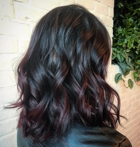 Dark Hair With A Hint Of Red, Black Hair With Red Pieces, Red Brown Balayage On Black Hair, Milk Honey Hair, Black Hair Ombre, Red Hair With Blonde Highlights, Red Blonde Hair, Brown Ombre Hair, Dark Red Hair