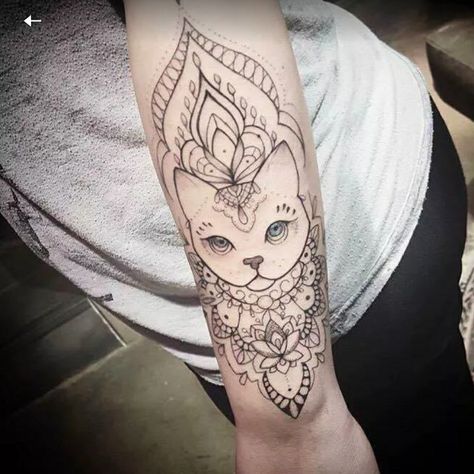 Bastet Tattoo, Kitten Tattoo, Ornamental Tattoo, Cat Tattoo Designs, Forearm Tattoo Women, Delicate Tattoo, Time Tattoos, Foot Tattoo, Mandala Tattoo