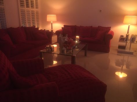 Red Sofa Aesthetic, Red Couch Aesthetic, Dark Red Couch, Red Sofa Living Room, Red Couch, 70s Home, 70s Home Decor, Red Sofa, Future Apartment