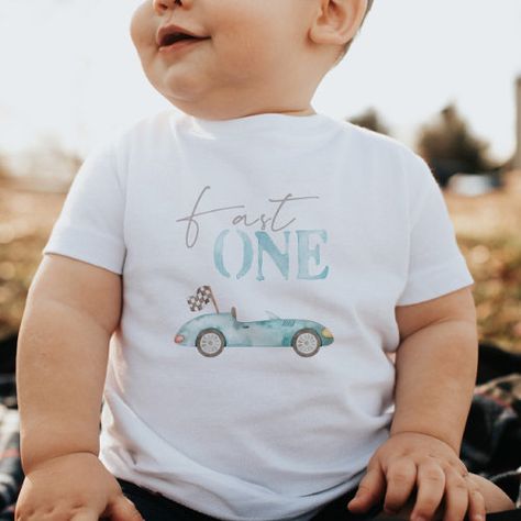 Fast One Baby Blue Race Car Birthday T-shirt for $14.90 - Birthday Tshirts Retro Race Car Birthday, Retro Race Car, Blue Race Car, 2nd Birthday Boys, Car Birthday Theme, One Year Birthday, Cars Theme Birthday Party, Baby Boy First Birthday, 1st Birthday Themes