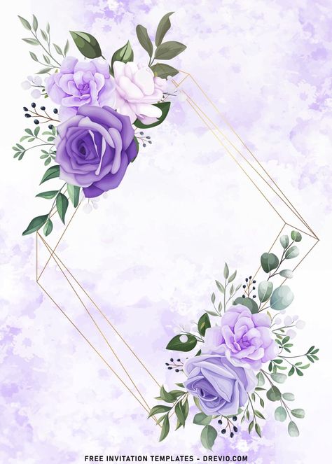 10+ Beautiful Purple And Light Blue Roses Birthday Invitation Templates | Download Hundreds FREE PRINTABLE Birthday Invitation Templates Purple Invitation, Classy Invitations, About Blank, Purple Invitations, Light Blue Roses, Rosé Birthday, Floral Cards Design, Purple Birthday, Purple Wedding Invitations