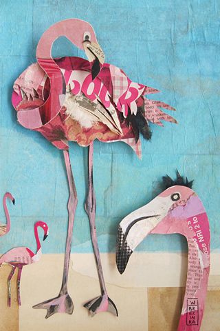 Wayne Brezinka Flamingo Collage, Flamingo Art, Pink Bird, Art Color, Elementary Art, Childrens Art, Say I Love You, Teaching Art, Pink Flamingos