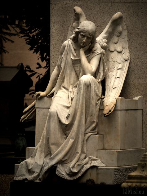 darkface:  Milano,Cimitero Monumentale 70 (by 13Mishou) Cemetery Angels, Cemetery Monuments, Cemetery Statues, Frida Art, I Believe In Angels, Angel Statue, Angel Sculpture, Ange Demon, Cemetery Art