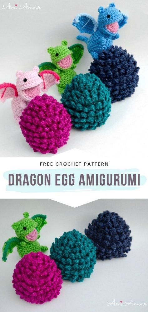 Magical Amigurumi Dragons with Free Crochet Patterns Crochet Surprise Eggs, Crochet Dragon Egg Pattern Free, Surprise Crochet Pattern, Crochet Projects For Kids, Crochet Egg, Confection Au Crochet, Crochet Easter, Surprise Egg, Crochet Dragon