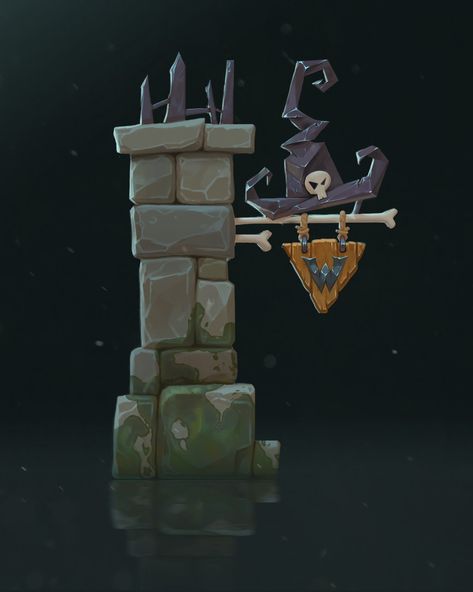 ArtStation - Witch's signboard, Leysan "Niidzuma" Kamalieva Cube World, Bangunan Minecraft, Props Concept, Environment Props, Board Game Design, 2d Game Art, Props Art, Game Props, Low Poly Art