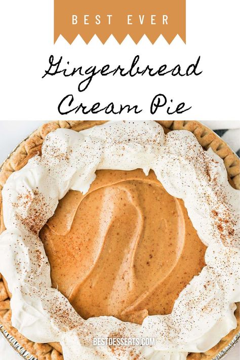 Orange Cream Pie Recipes, Gingerbread Pie Recipes, No Bake Holiday Pies, Creamy Pie Recipes, Unique Pies For Thanksgiving, Fall Pie Recipes Thanksgiving, Gingerbread Christmas Desserts, Gingerbread Cream Pie, Easy Christmas Pie Recipes