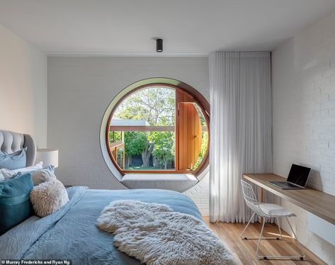 Totoro House, Twilight House, Tropical Hotel, Window Seating, Round Window, Opening Design, Room Design Modern, Interior Home Design, Prefab Homes