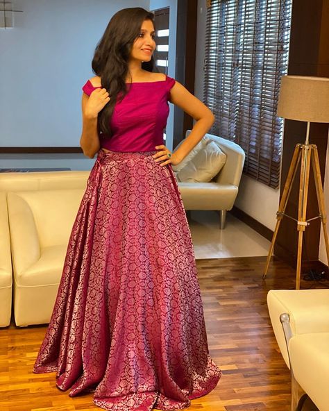 2,734 Likes, 45 Comments - Stylediva (@styledivalabel) on Instagram: “*Plum*” Indian Fancy Dress, Frock Ideas, Long Skirt Top Designs, Brides Sister, Long Skirt And Top, Lehenga Saree Design, Indian Skirt, Gown Party Wear, Lehnga Dress