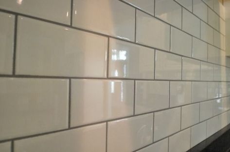 Cream Tile, Kitchen Grey, Grey Grout, White Subway Tiles, The Tile Shop, Subway Tile Backsplash, White Subway Tile, Bathroom Idea, Yellow Kitchen