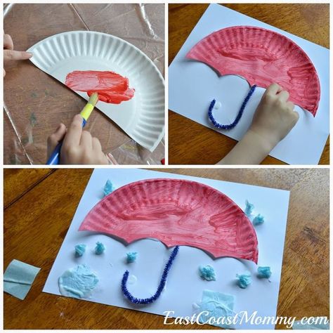 Retirado da internet Paper Plate Umbrella, Letter U Crafts, U Craft, Weather Crafts, April Crafts, Rainy Day Crafts, Spring Preschool, Alphabet Crafts, Daycare Crafts