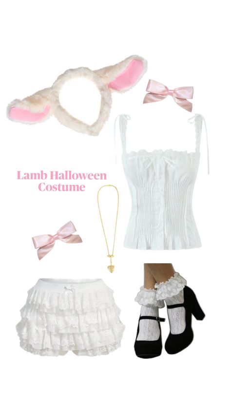 Simple Halloween Costumes With Things At Home, Cute Feminine Halloween Costumes, Cupid Angel Costume, Lamb Halloween Costume Women, Cute Halloween Costumes Plus Size, Cute Mouse Costume, Kawaii Costumes Halloween, Lamb Costume Aesthetic, Fun Costume Ideas For Women