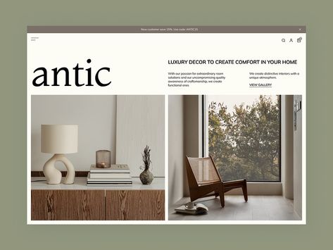 Website design for online decor store by Ally Adkinson on Dribbble Website Design Minimalist, Unique Website Design, Luxury Website, Page Layout Design, Interior Design Website, Material Board, Branding Inspo, Scandi Design, Website Design Layout