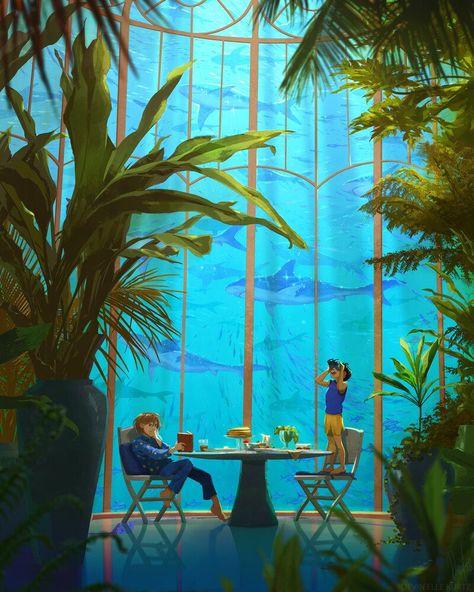 Greenhouse Concept Art, Devin Elle Kurtz, Cassandra Calin, Bg Design, 판타지 아트, Environment Concept Art, Ocean Art, Fantasy Landscape, Claude Monet