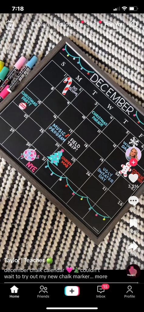 Chalkboard Calendar December, Whiteboard Calendar Aesthetic, December Chalk Calendar, January Chalkboard Calendar, Chalk Calendar Ideas, Chalk Wall Ideas, Chalkboard Calendar Ideas, Chalk Calendar, Break Room Decor