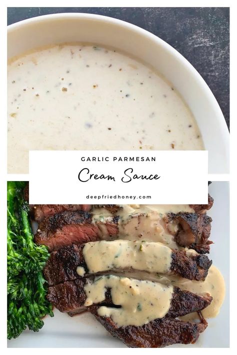 Steak In Garlic Butter Sauce, Steak Bernaise Sauce Easy, Steak And Cream Cheese, Beef With Cream Sauce, Parmasean Sauce Recipes, Steak Drizzle Sauce Recipes, Sauce For Steak And Potatoes, Fancy Steak Sauce, Steak White Sauce