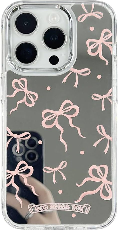 Amazon.com: ezyuzy Mirror Phone Case Fits iPhone 15 Pro Max Case Pink Bow Phone Case for iPhone 14 Pro Max Bless Shockproof Protective Girly Phone Cases(Color:Pink,Size:14ProMax) : Cell Phones & Accessories Phone Cases For Iphone 11 Pro, Pink Bow Phone Case, Girly Phone Cases Pink, Cute Phone Cases Aesthetic, Trending Phone Cases, Coquette Phone Case, Bow Phone Case, Mirror Phone Case, Pink Phone Case