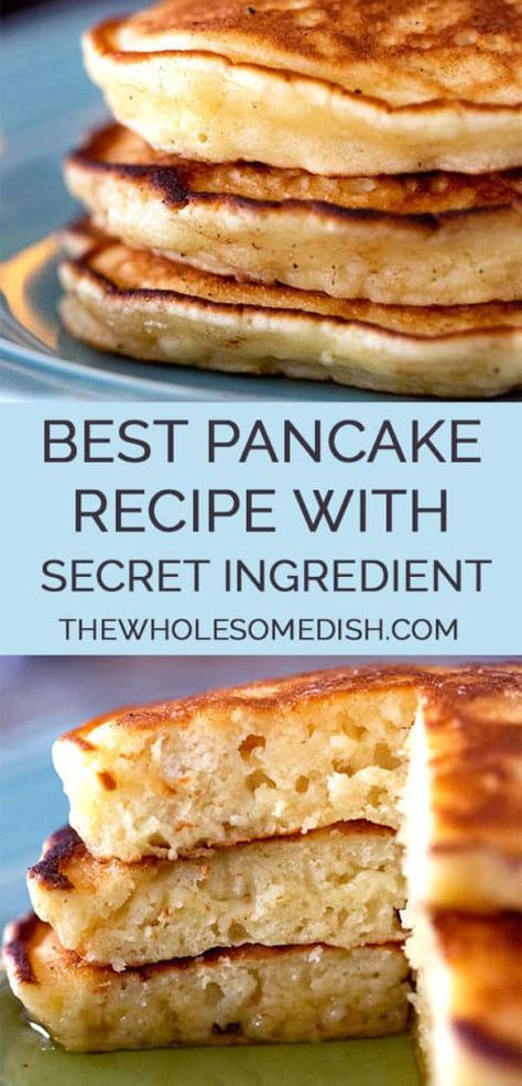 Sour Cream Pancakes, Best Pancake Recipe, Pancake Recipe Easy, Tasty Pancakes, Pancakes Easy, Breakfast Pancakes, Breakfast Items, Breakfast Brunch Recipes, Secret Ingredient