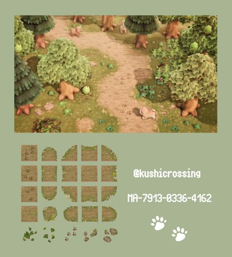 Mossy Path Acnh, Animal Crossing Road Path, Acnh Dirt Path, Cottage Core Animal Crossing, Cottagecore Animal Crossing, Path Ideas, Acnh Cottagecore, Path Design, Fairy Aesthetic