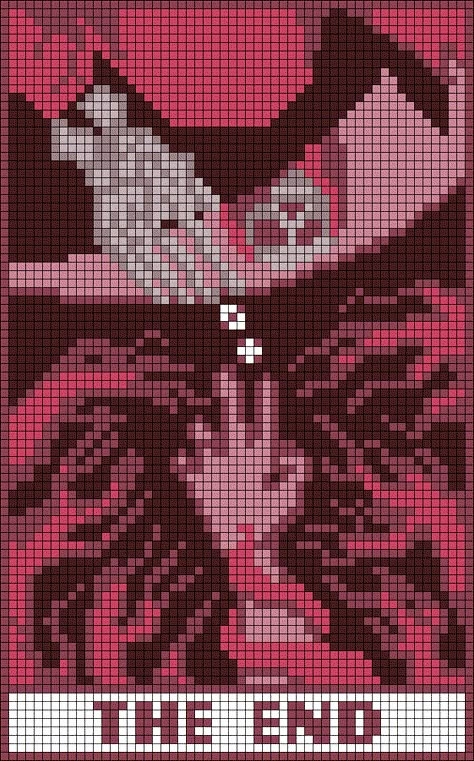 Alpha Patterns Tarot Cards, Mothman Alpha Pattern, Blanket Alpha Pattern, Alpha Pattern Grid, Crochet Grid Patterns Anime, Tarot Alpha Pattern, Horror Alpha Pattern, Tarot Pixel Art, Horror Pixel Art Grid