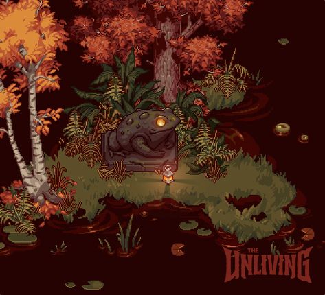 The Unliving: Unravel the Pixel Art Necromancy Game Pixel Art Game Design, Video Game Environment, Pixel Art Isometric, 2d Pixel Art, Pixel Art Video Games, Forest Pixel Art, Pixel Art Environment, Pixel Art Forest Background, Roguelike Pixel Art