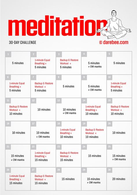 30-Day Meditation Challenge by DAREBEE Meditation Challenge, Spiritual Peace, Om Mantra, Yoga Beginners, Easy Meditation, Life Energy, 30 Day Fitness, Consciousness Art, 30 Day Workout Challenge