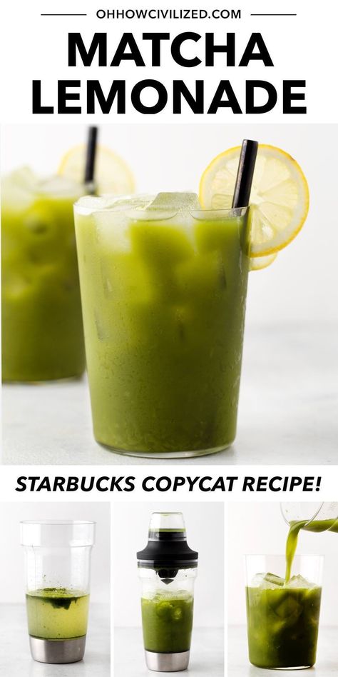 Starbucks Matcha Lemonade Recipe, Matcha Recipe Drinks, Matcha Lemonade Starbucks, Matcha Lemonade Recipe, Starbucks Iced Matcha, Matcha Iced Tea, Peach Green Tea Lemonade, Healthy Teas Recipes, Matcha Lemonade