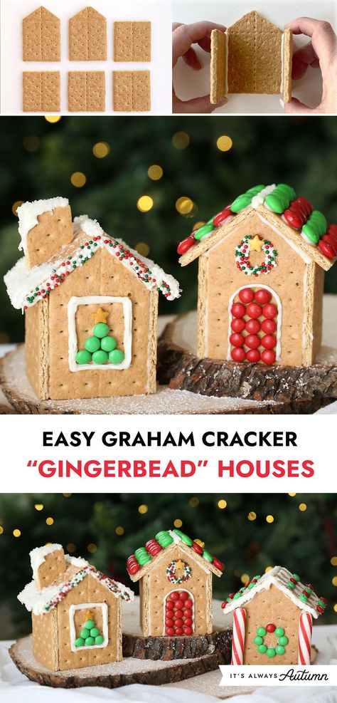 This is the easiest way to make a gingerbread house! Click through for step by step instructions for easy graham cracker houses that won't collapse. Gingerbread Houses With Graham Crackers Ideas, Gingerbread Houses Using Graham Crackers, How To Make A Gingerbread House With Graham Crackers, Gingerbread Houses In The Classroom, Gingerbread House Made With Graham Crackers, Ginger Bread House Out Of Graham Crackers, Gingerbread House Ideas With Graham, Easy Diy Gingerbread House With Kids, Gingerbread House Made From Graham Crackers