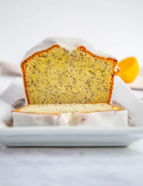 Meyer Lemon Poppy Seed Cake - Bakes by Brown Sugar Lemon Dessert Recipes Easy, Lemon Poppy Seed Cake, Candied Lemon Peel, Lemon Poppyseed Cake, Glaze For Cake, Seed Cake, Poppy Seed Cake, Sour Cream Recipes, Lemon Dessert Recipes