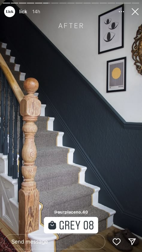 Narrow Stairwell Decor, Victorian Terrace Stairs, Hall Panelling, Staircase Banister Ideas, Hallway Renovation, Stairs And Hallway Ideas, Entrance Hall Decor, Victorian Hallway, Black Stairs