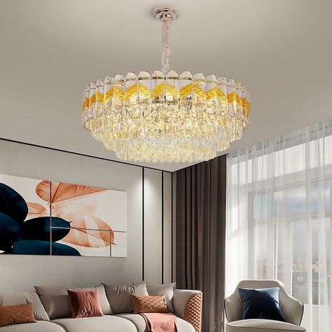 Luxury Pendant Light Crystal Ceiling Lighting Fixture for Dining Room 9/12/16 Lights Pendant Lamps Kitchen, Dining Chandelier, Crystal Chandelier Lighting, Hanging Chandelier, Bedroom Ceiling, Elegant Home Decor, Ceiling Chandelier, Crystal Lamp, Lamp Led