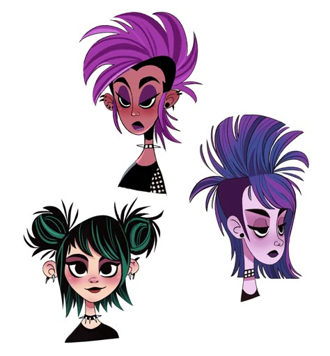 Punk Girl Drawing, Punk Character Design, Punk Cartoon, Different Types Of Hairstyles, Punk Drawing, Punk Character, Types Of Hairstyles, Eye Drawings, Character Design Girl