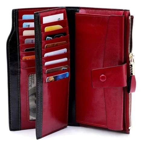 Cheap Wallets, Buy Directly from China Suppliers:Fashion Genuine Leather Women Wallet Female Cell Phone Pocket Long Women Purses Hasp Oil Wax Leather Lady Coin Purse Card Holder Enjoy ✓Free Shipping Worldwide! ✓Limited Time Sale ✓Easy Return. Leather Women Wallet, Women Wallet, Wallets For Women Leather, Luxury Wallet, Genuine Leather Wallets, Wallet Organization, Mobile Phone Bag, Money Bag, Phone Wallet