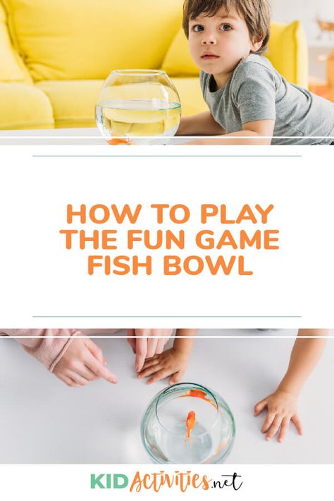 Get detailed game instructions and rules for the game known as fish bowl. This is a great memory game for entertaining at parties and events.  Kids love this game. #KidActivities #KidGames #ActivitiesForKids #FunForKids #IdeasForKids Fishbowl Game Ideas, Fishbowl Game Rules, Fish Bowl Toss Carnival Game, Fishbowl Questions, Kids Fish Bowl Drink, Fish Bowl Game, Games For Big Groups, Classroom Icebreakers, Inside Games