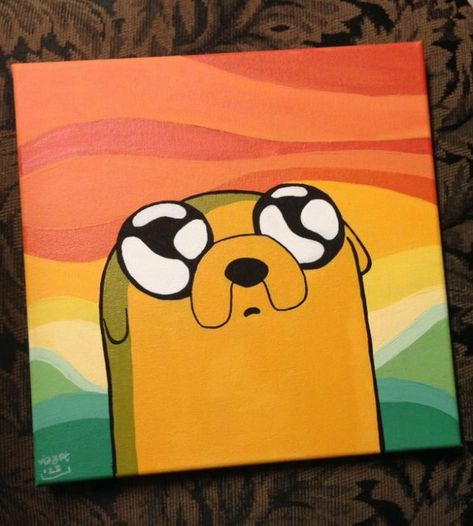 Art Mini Toile, Jake The Dog, Disney Canvas Art, Art Hippie, Trippy Painting, Hippie Painting, Simple Canvas Paintings, Cute Canvas Paintings, Easy Canvas Art