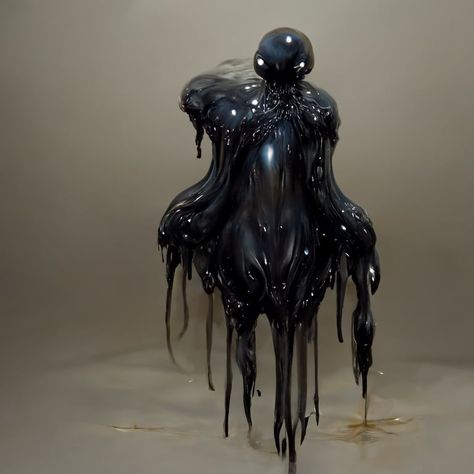 Slime Dnd Character, Dnd Slime Character, Slime Creature, Black Slime Monster, Slime Monster Concept Art, Black Ooze Monster, Horror Painting, Black Slime, Class Board