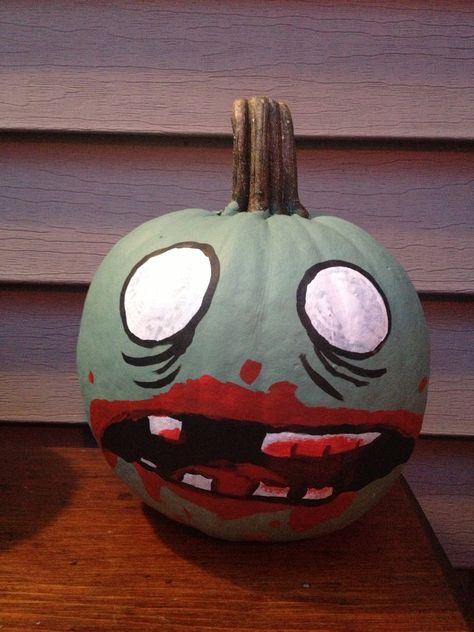 Zombie pumpkin Zombie Pumpkin Painting, Paint Pumpkin, Zombie Pumpkin, Pumkin Decoration, Monster Faces, Zombie Pumpkins, Creative Pumpkin Painting, Dekorasi Halloween, Disney Pumpkin Carving