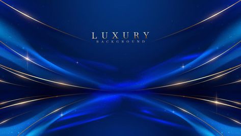 Blue Luxury Background, Background 1920x1080, English Center, Blue Bg, Background Luxury, Golden Line, Graduation Backdrop, Blue Luxury, Luxury Background